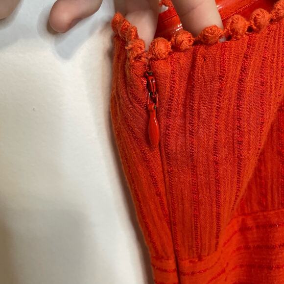 Maeve Orange Textured Jumper 2P Womens Wide Leg Halter Sleeveless Boho Twist - Picture 3 of 9